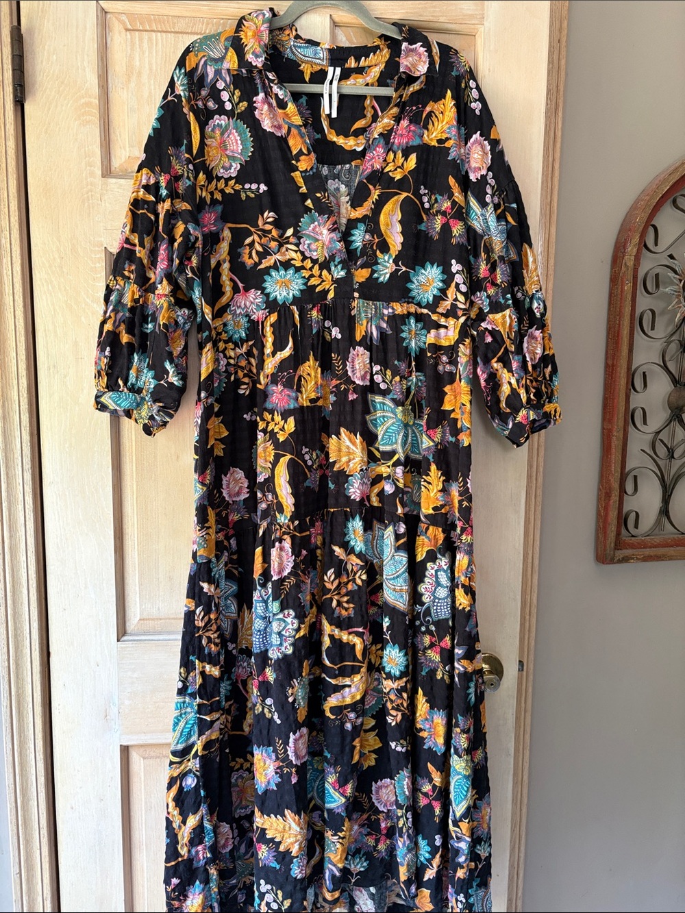 Anthropologie Carolita Floral Tiered Maxi Dress Size L